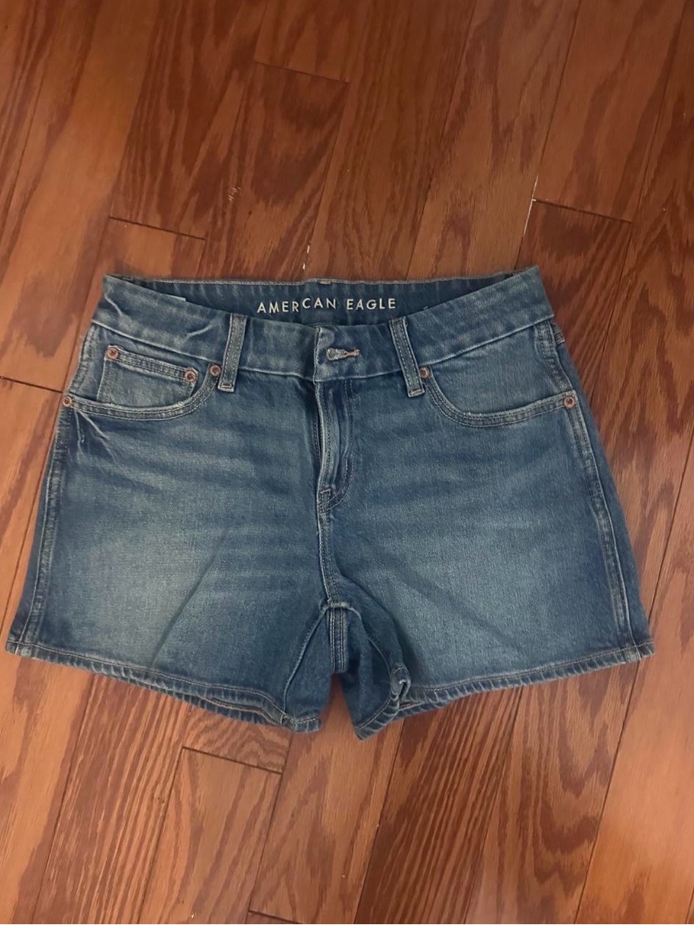 American Eagle Outfitters Distressed Medium Blue Denim Shorts